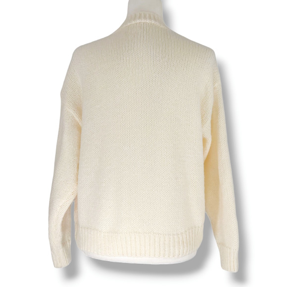 EUC Dreamers by Debut Chunky Oversized Strawberry Cardigan Sweater Sz. S White - Picture 3 of 9